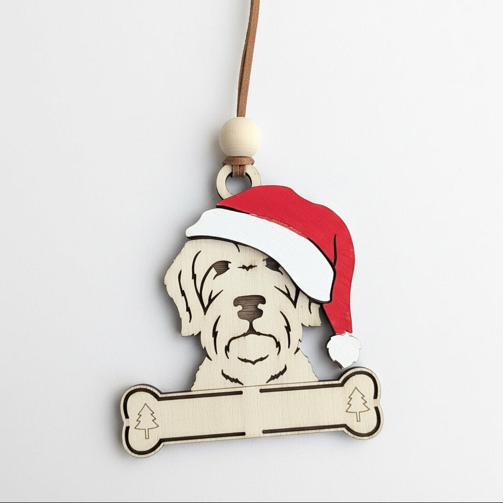 Schnauzer Poodle wooden christmas ornament