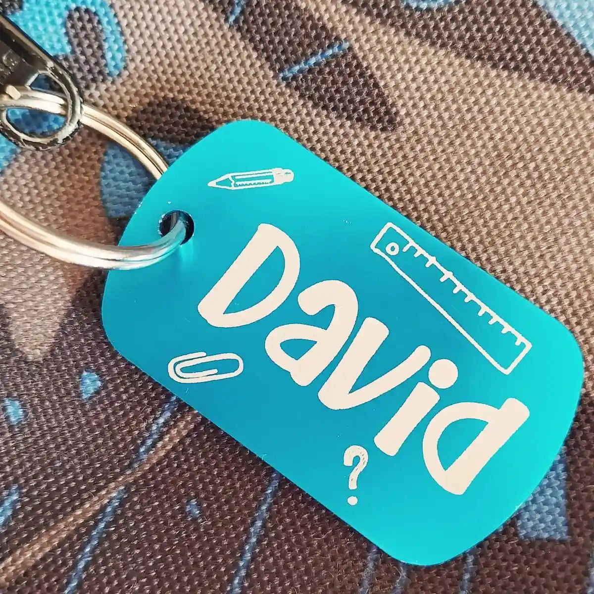 personalised bag tag for pencil case or school bag