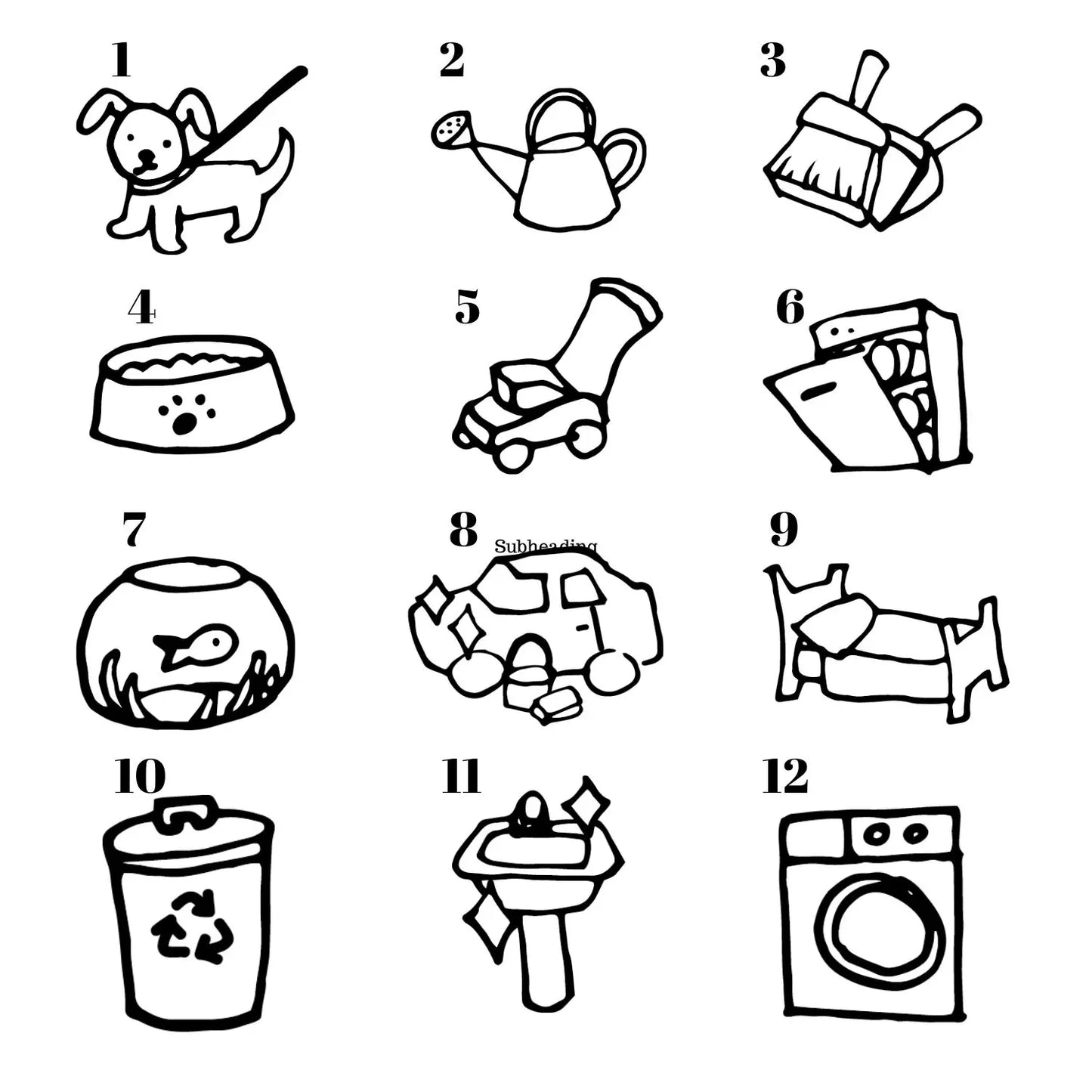 household task icons to select to laser engrave