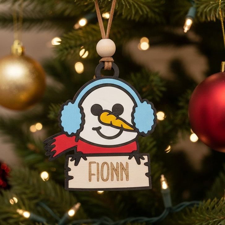 Personalised Wooden Snowman Ornament