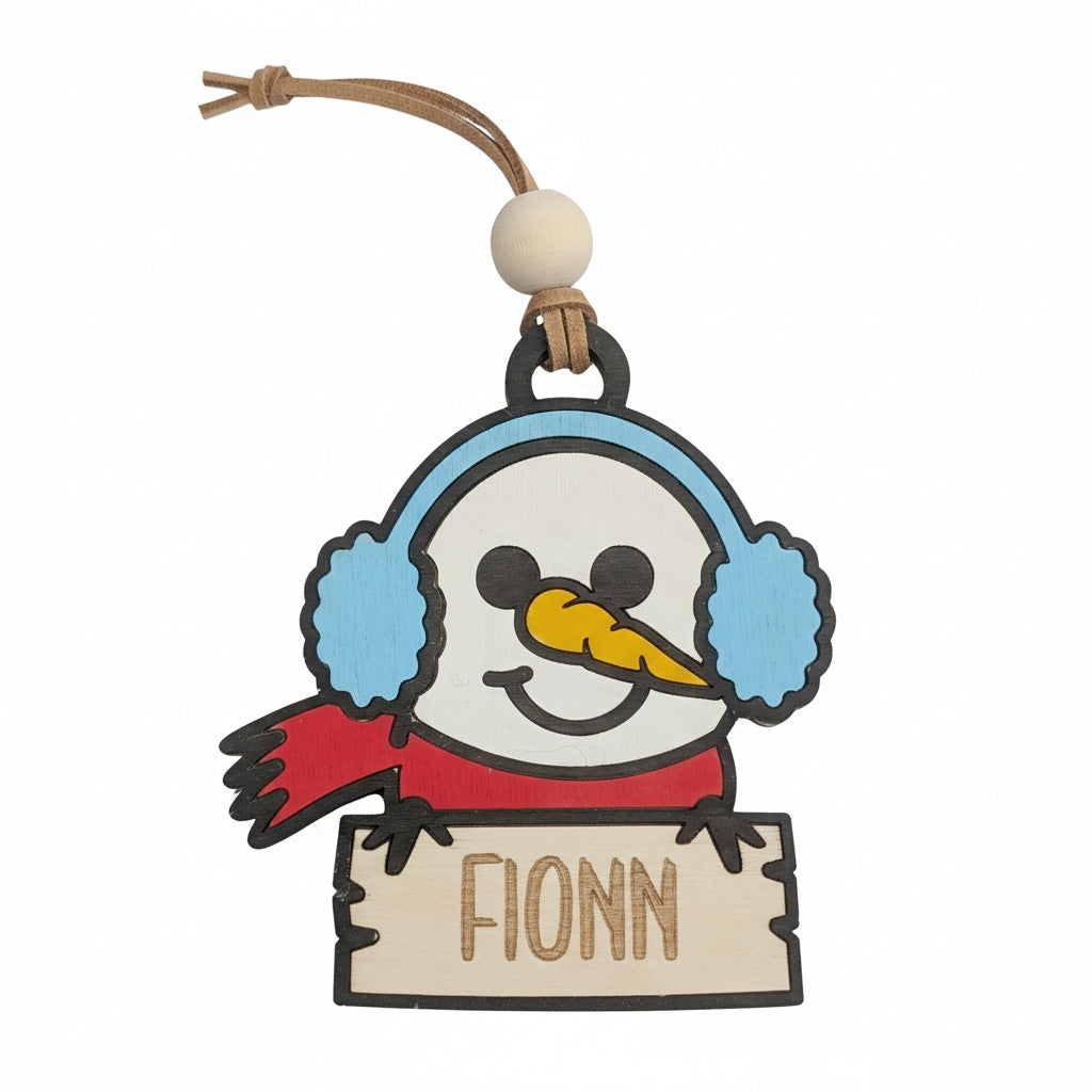 Personalised Wooden Snowman Ornament