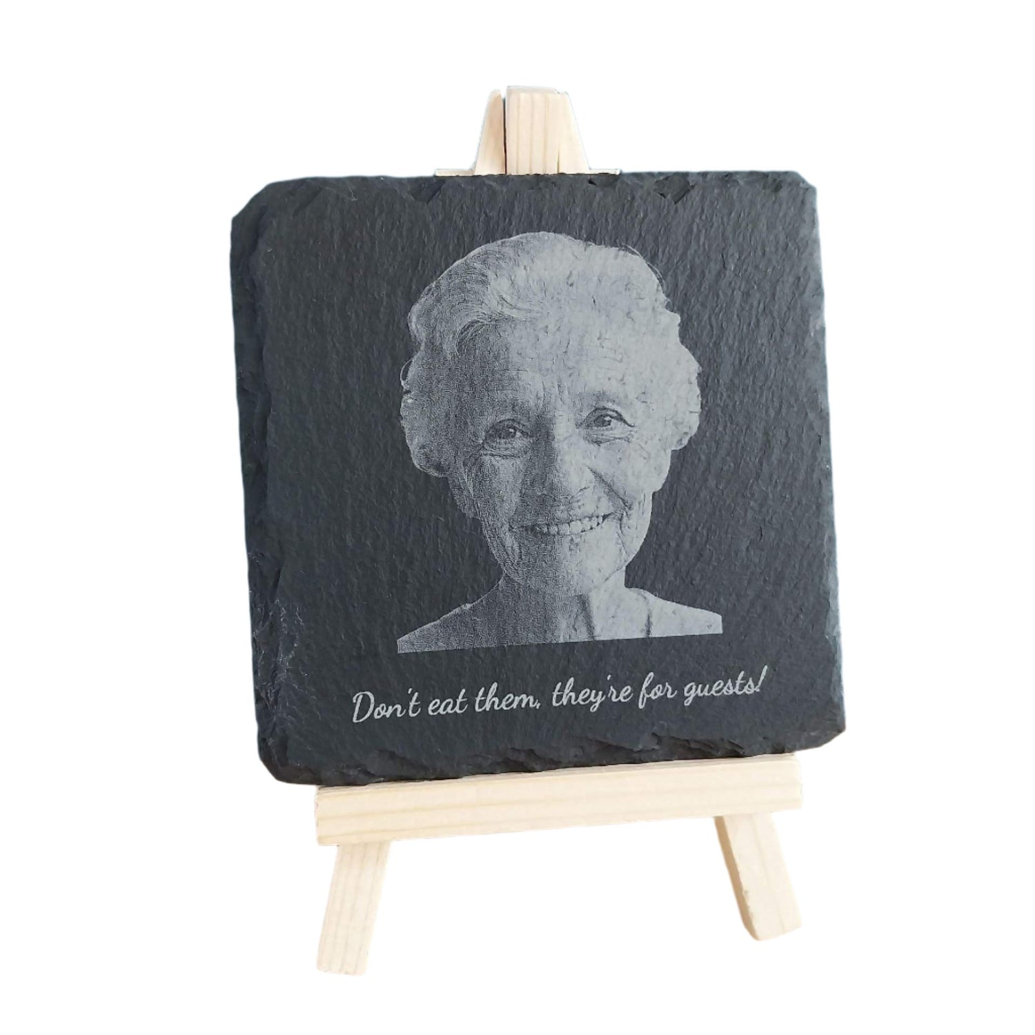 Selection of engraved slate coasters. Some can be personalised.