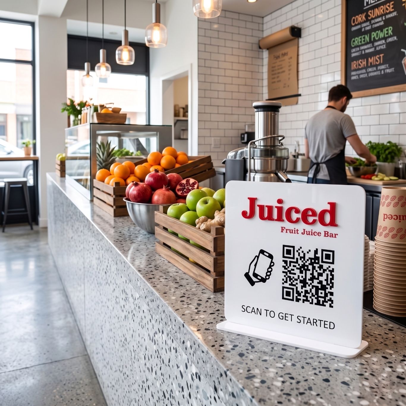 QR Code Counter Sign – Square (16cm)