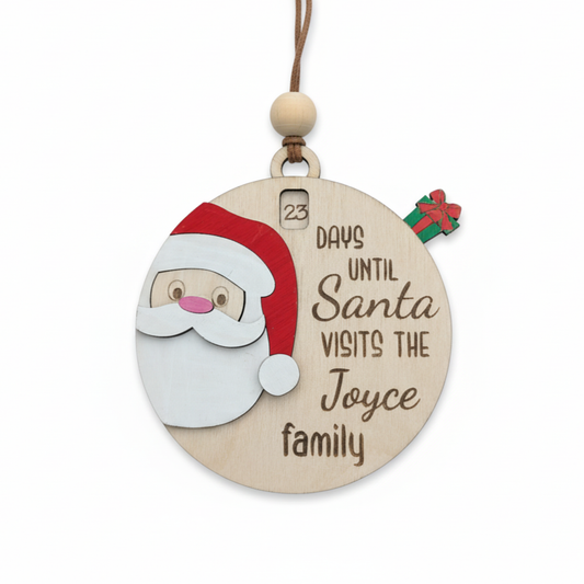 Santa Countdown To Christmas Ornament