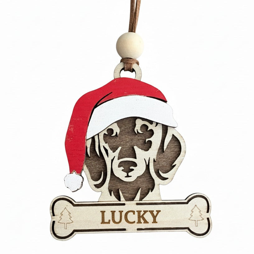 Wooden dog christmas ornament Dachshund