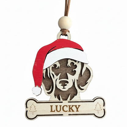 Wooden dog christmas ornament Dachshund