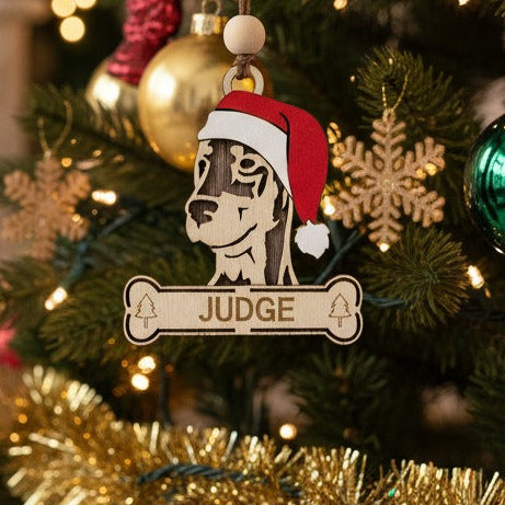 Personalised wooden Dobermann Christmas tree ornament