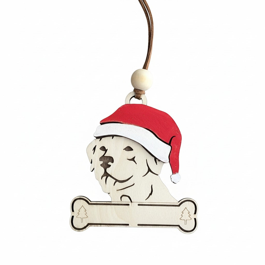 Labrador wearing a santa hat Christmas tree ornament