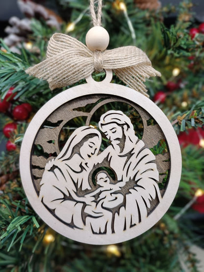Mary, Joseph, Jesus Together - Christmas Story Ornament