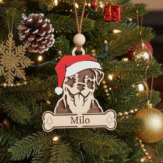 Decorated Christmas tree ornament of a Rotteiler