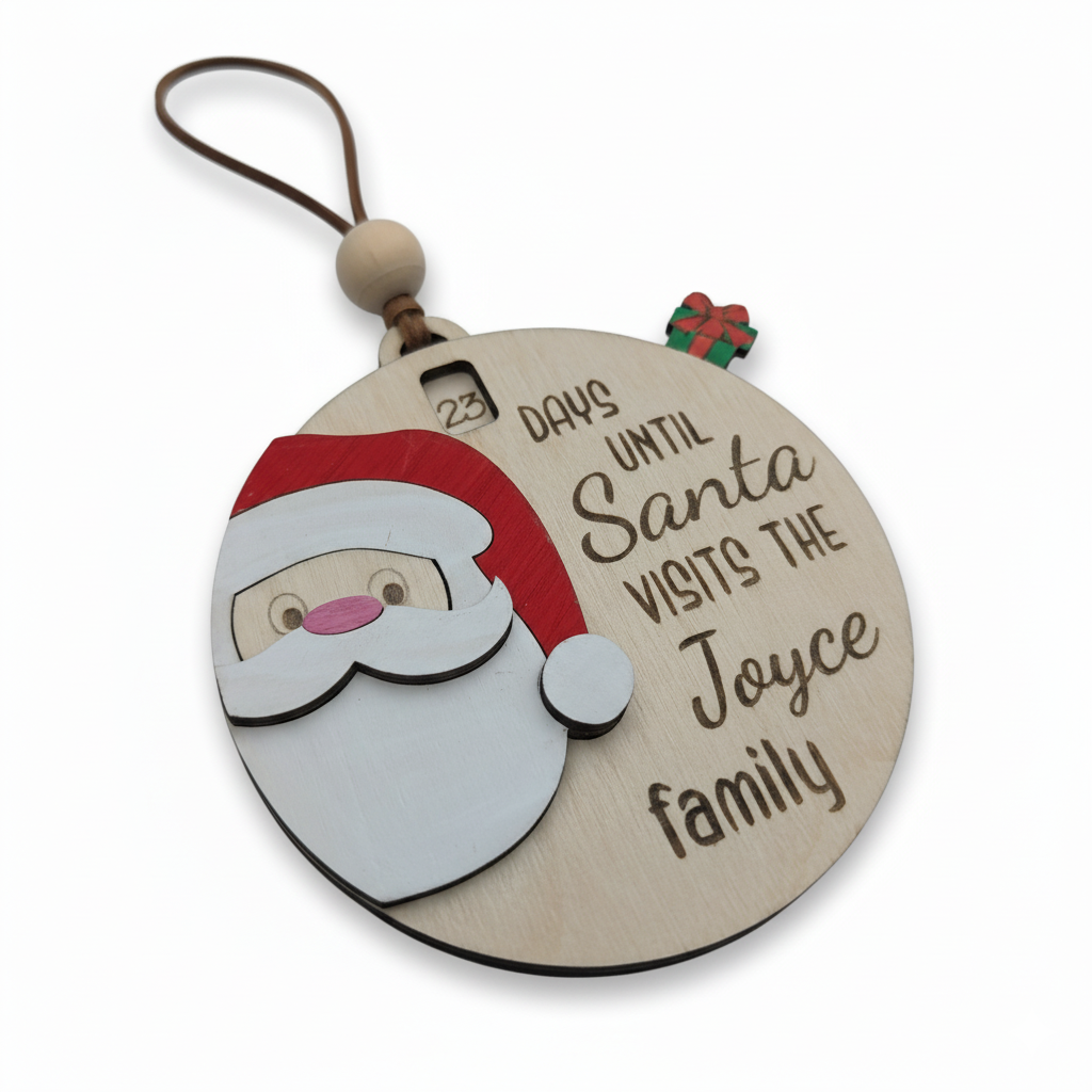 Santa Countdown To Christmas Ornament