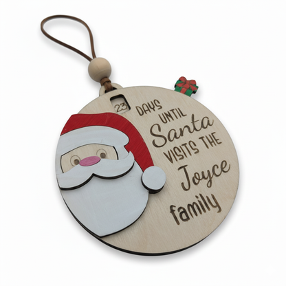 Santa Countdown To Christmas Ornament