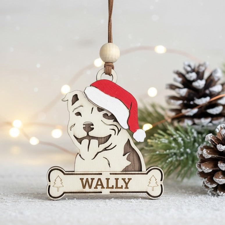 Wooden Staffordshire Bull Terrier dog  Ornament 