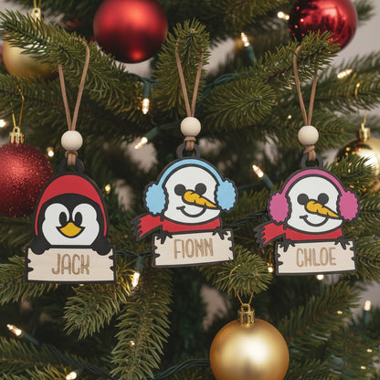 Personalised Wooden Penguin Ornament