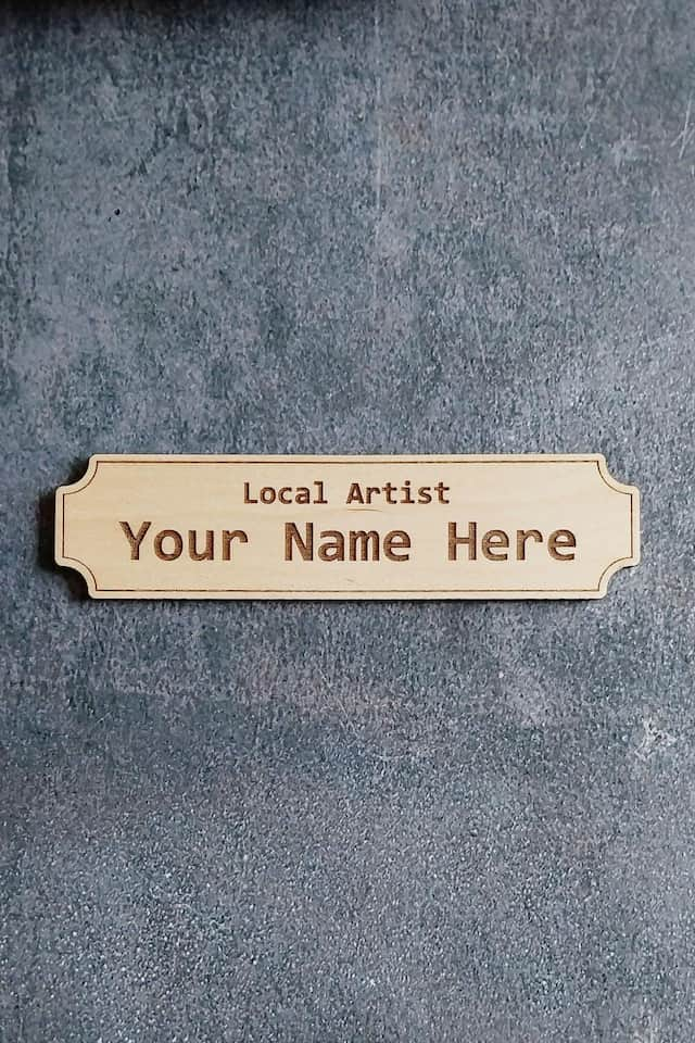 customisable laser engraved plaque for display stands