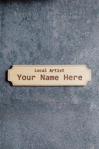 customisable laser engraved plaque for display stands