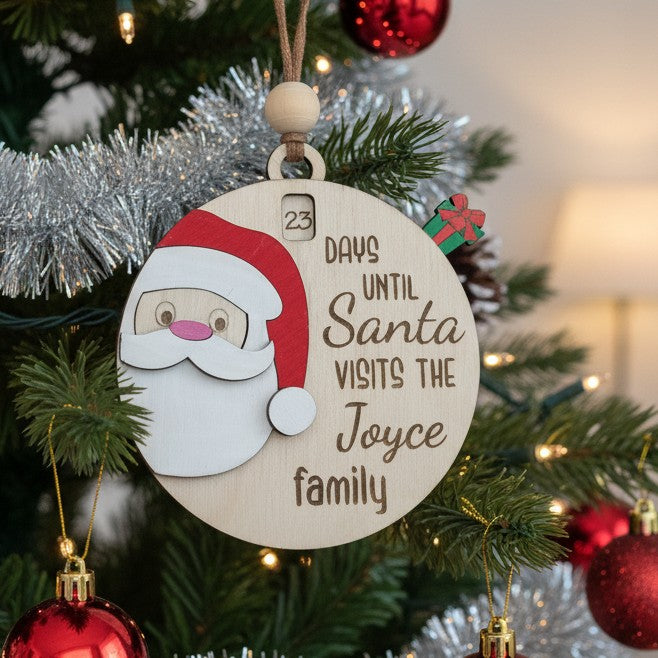 Santa Countdown To Christmas Ornament