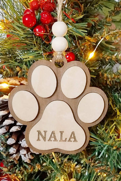 personalised pet paw ornament