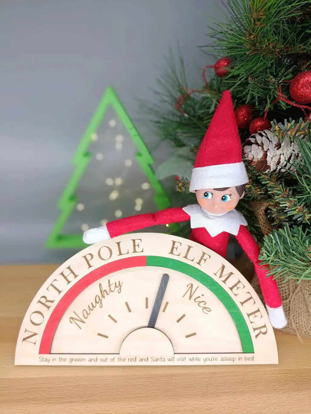 Wooden Naughty or Nice Elf Meter