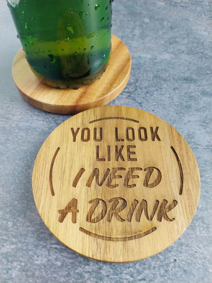 Funny wooden coaster bottle opener