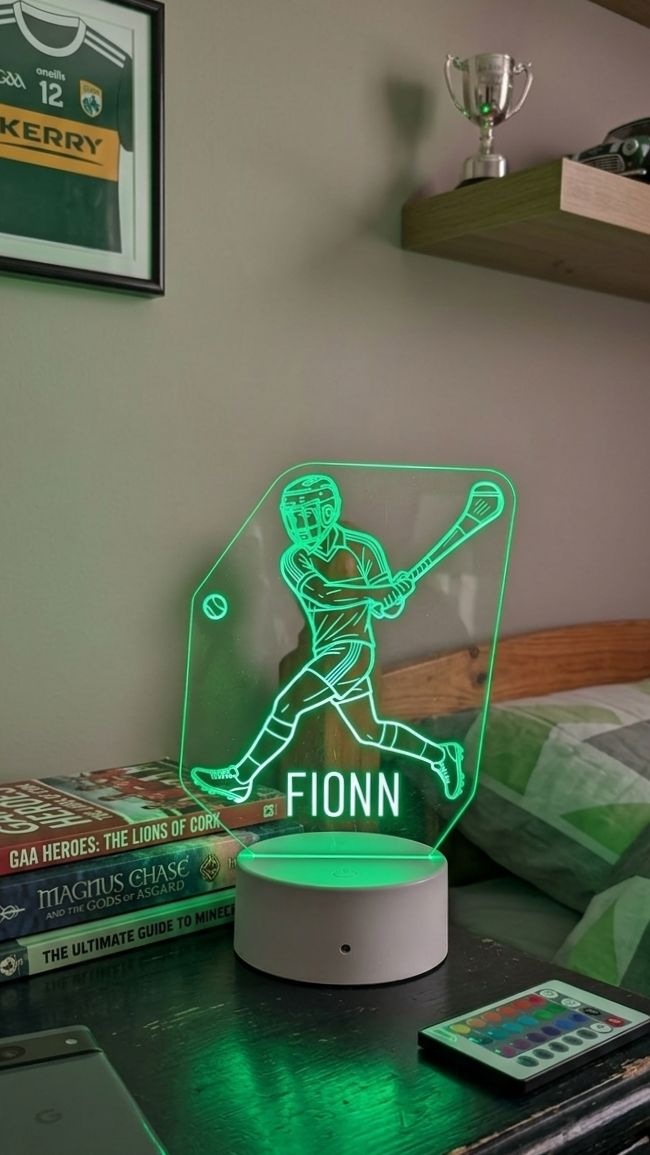 Hurling LED Nightlight with Name | Personalised GAA Gift