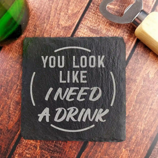 funny phrase engraved on black slate