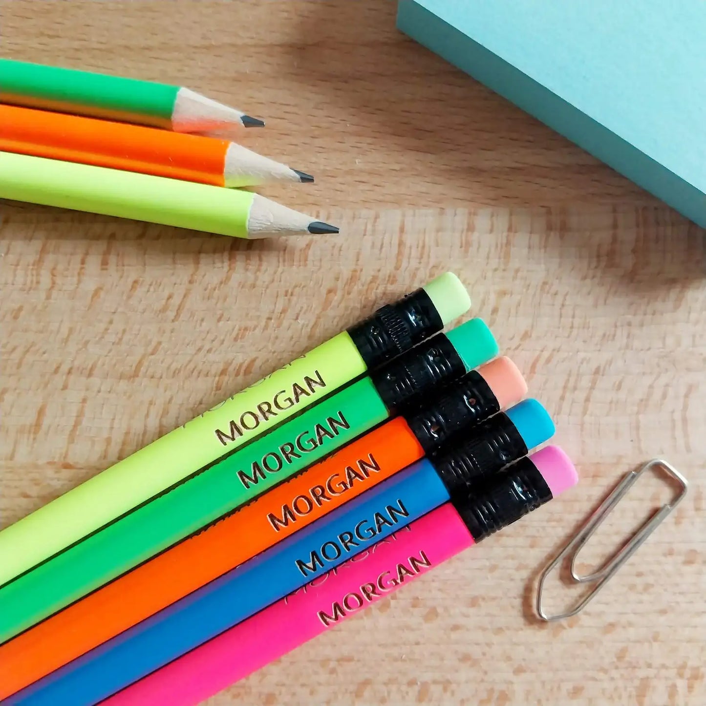 personalised pencils with neon coating