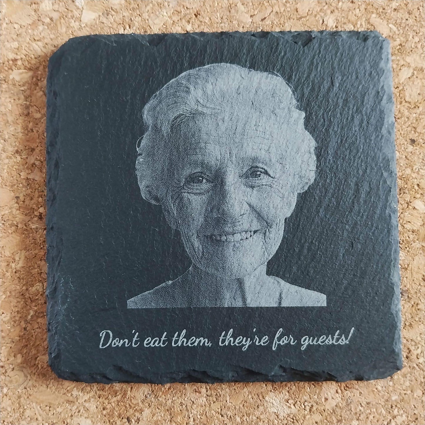 engraved photo on slate