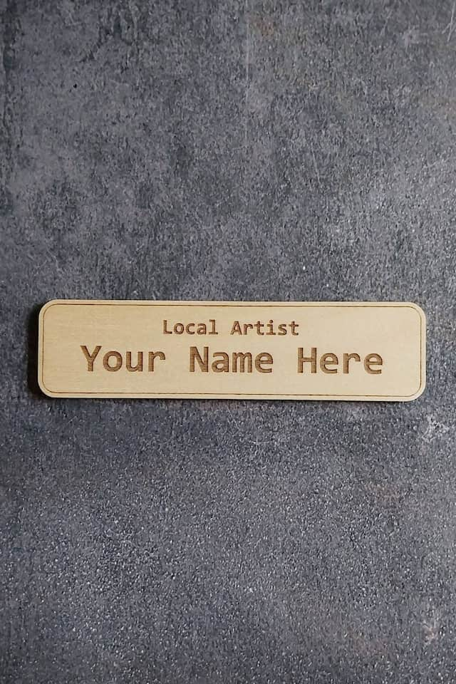 customisable laser engraved plaque for display stands