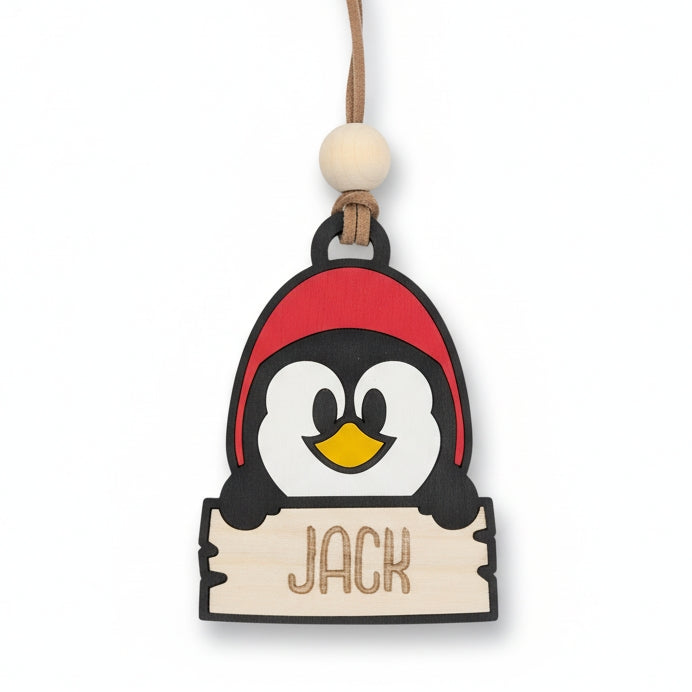 Personalised Wooden Penguin Ornament