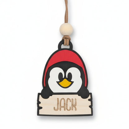 Personalised Wooden Penguin Ornament