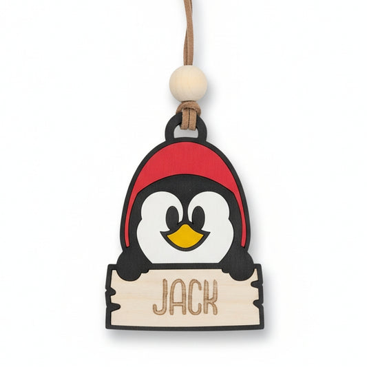 Personalised Wooden Penguin Ornament