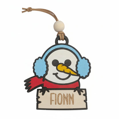 Personalised Wooden Snowman Ornament