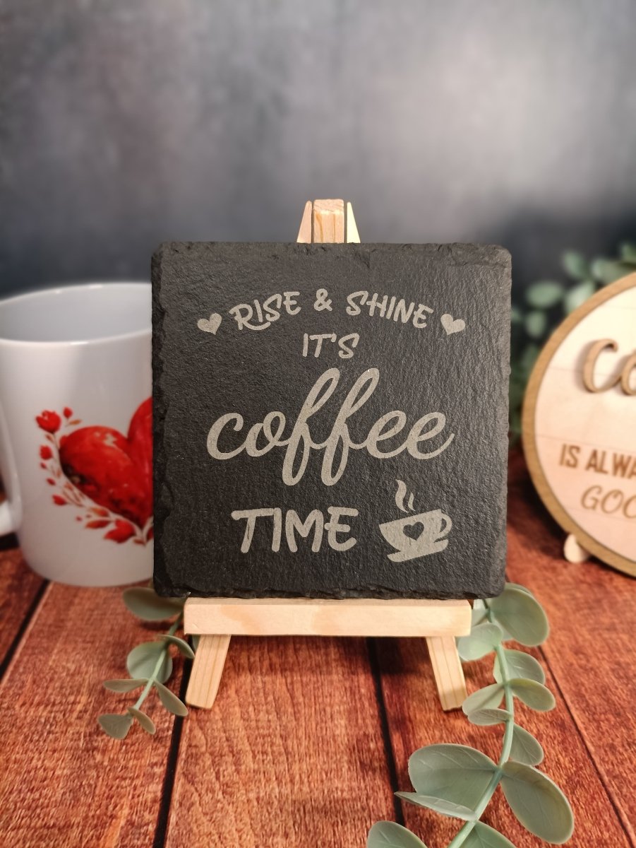 Coffee theme engraved slate coaster