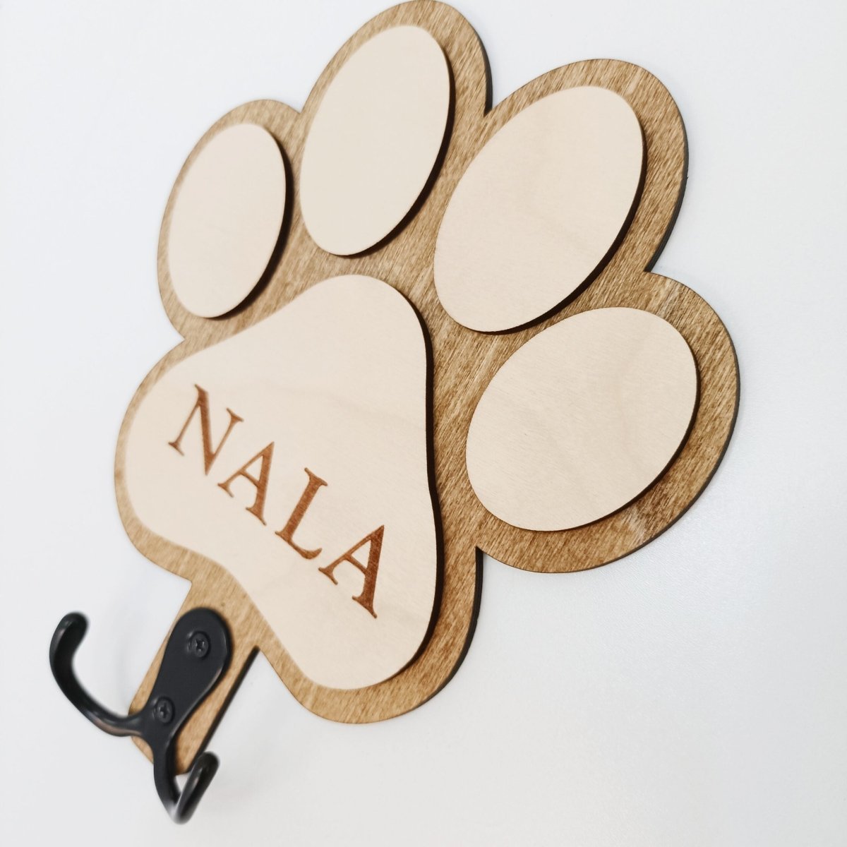 Personalised wooden engraved dog lead holder
