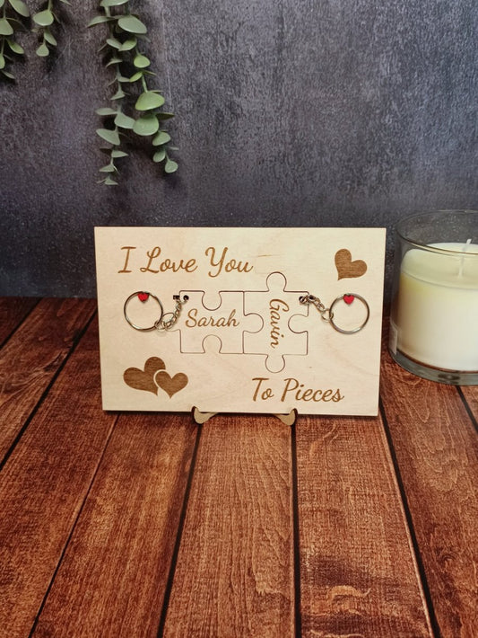 Love you to pieces puzzle piece photo frame