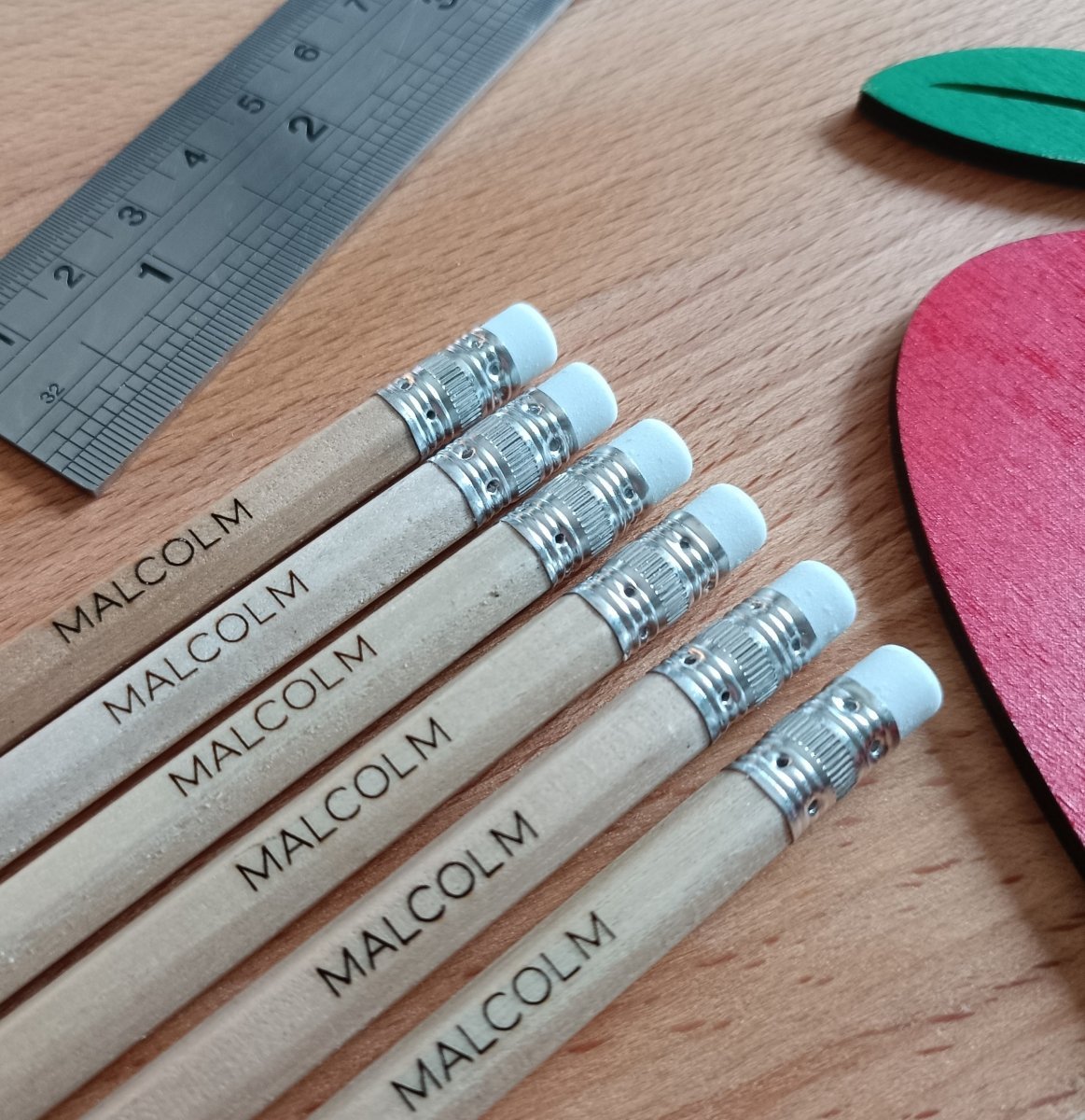 Engraved Personalised HB Pencils in natural wood